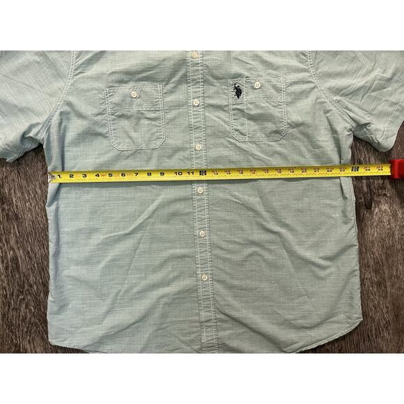 US Polo Assn Size XXL Pale Blue Button Down Short Sleeve Casual Shirt Men’s - Picture 5 of 6